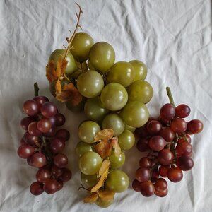 Lot of 3 Clusters of Artificial Red and Green Grapes